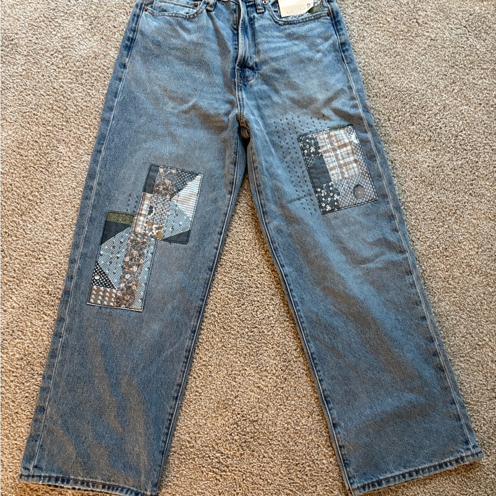 Abercrombie & Fitch Men's Blue Patchwork Jeans